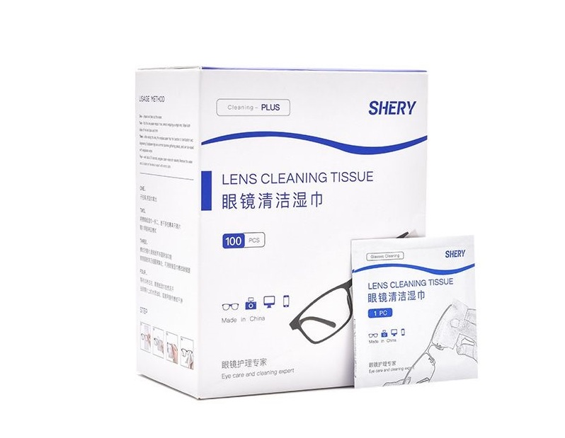 Салфетки влажные одноразовые SHERY XS0023 для очистки линз, 1 пара
